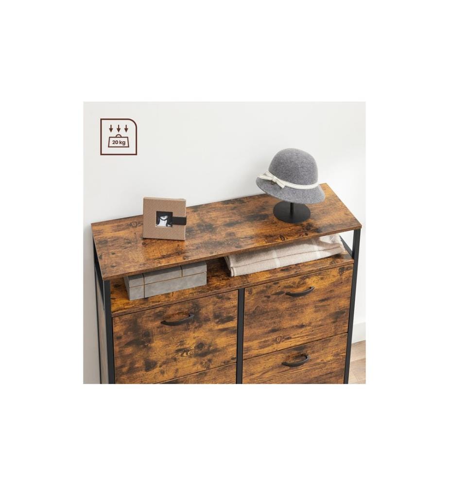 VASAGLE - Armoire à chaussures avec 4 volets 95 x 98.3 cm, Noir/Brun