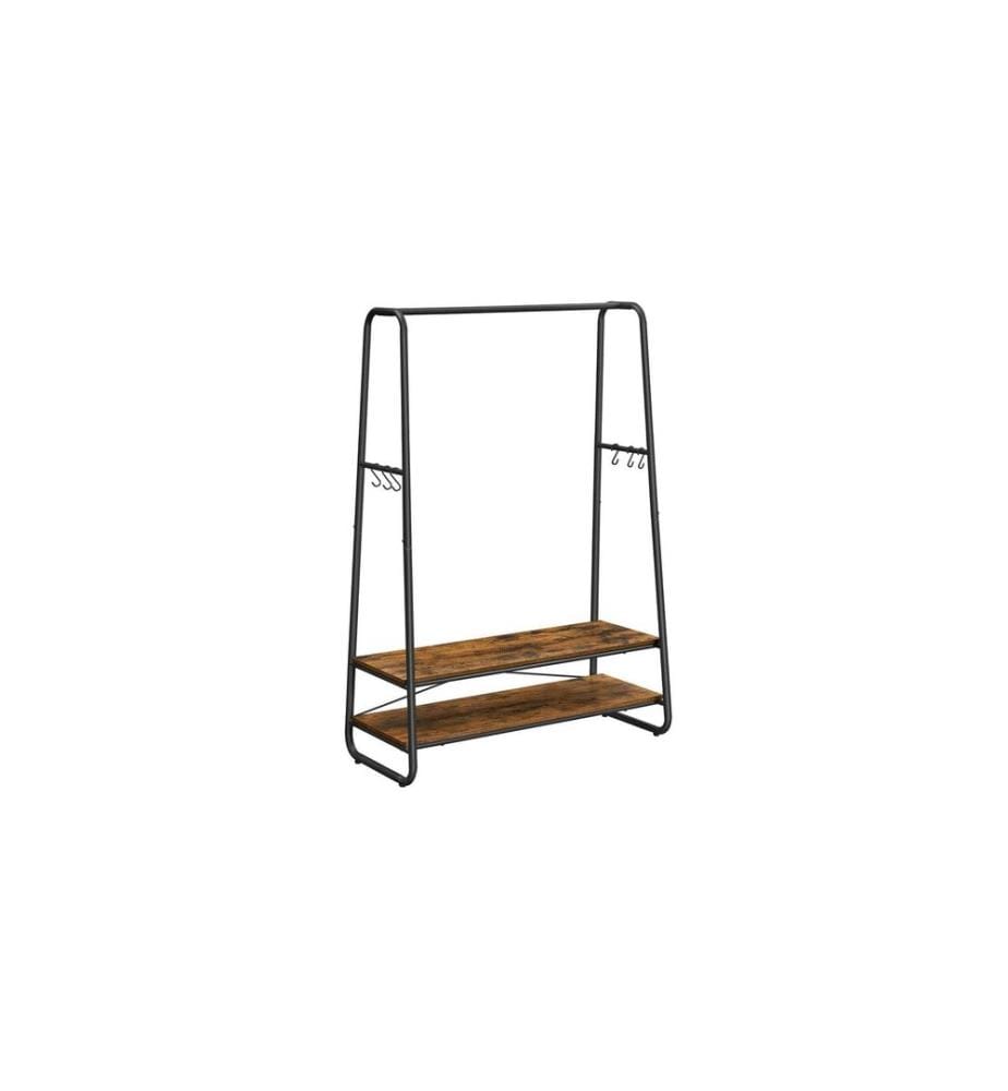 VASAGLE - Garderobe Vintage 160 cm, Braun/Schwarz
