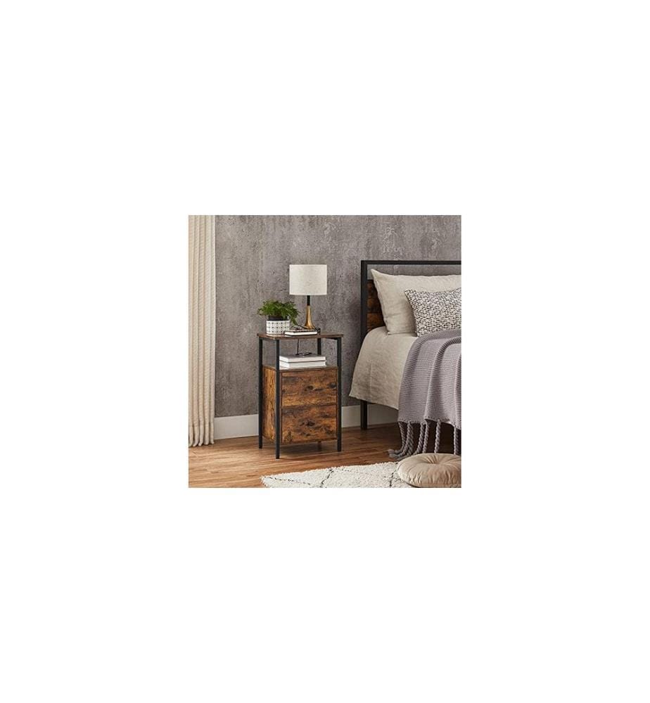 VASAGLE - Table de nuit avec 2 tiroirs 38 x 28 x 60 cm, Noir/Brun