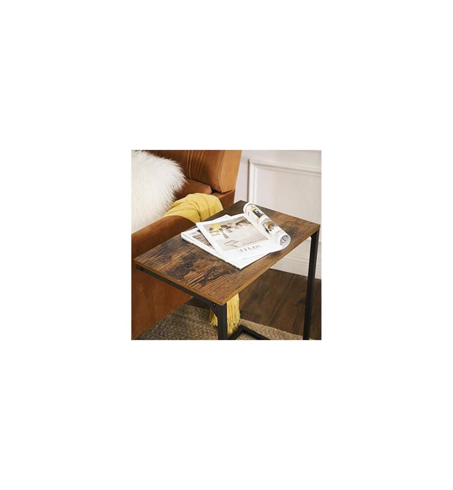 VASAGLE - Table d'appoint 55 x 35 x 66 cm, Noir/Brun