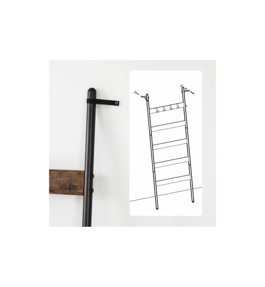 VASAGLE - Leiter mit 5 Sprossen 65 x 178 cm, Schwarz/Braun