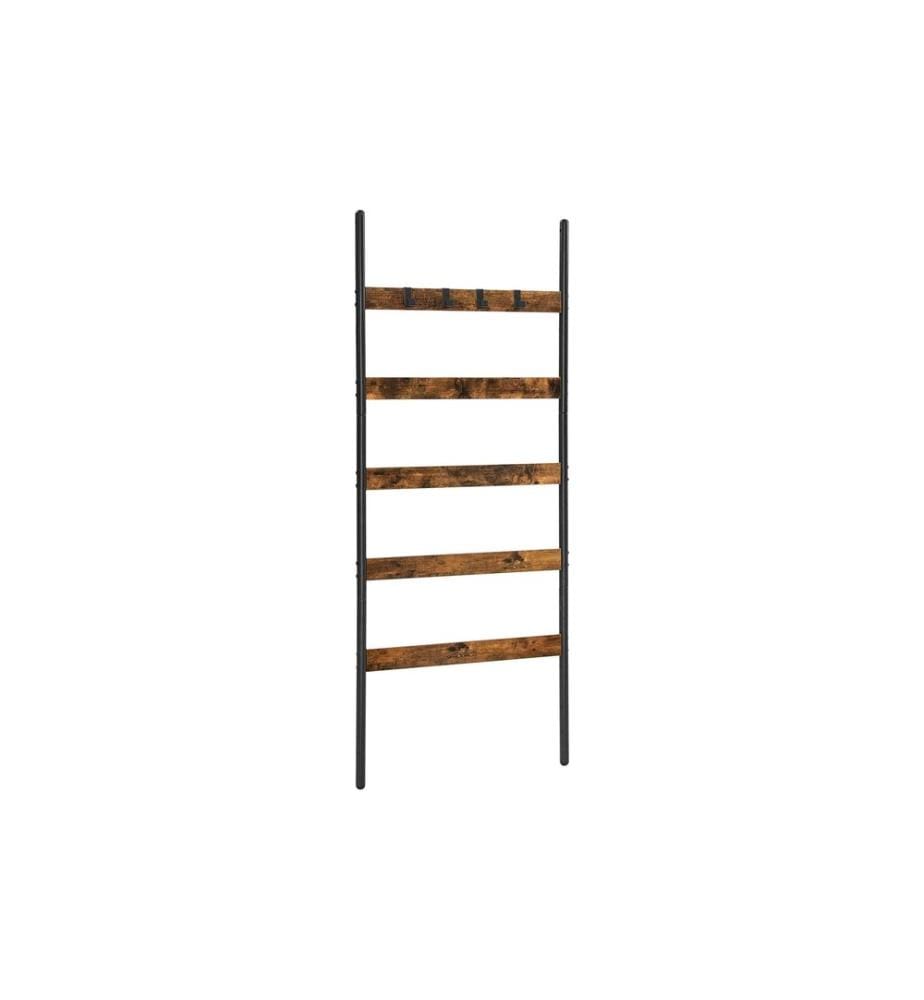 VASAGLE - Leiter mit 5 Sprossen 65 x 178 cm, Schwarz/Braun