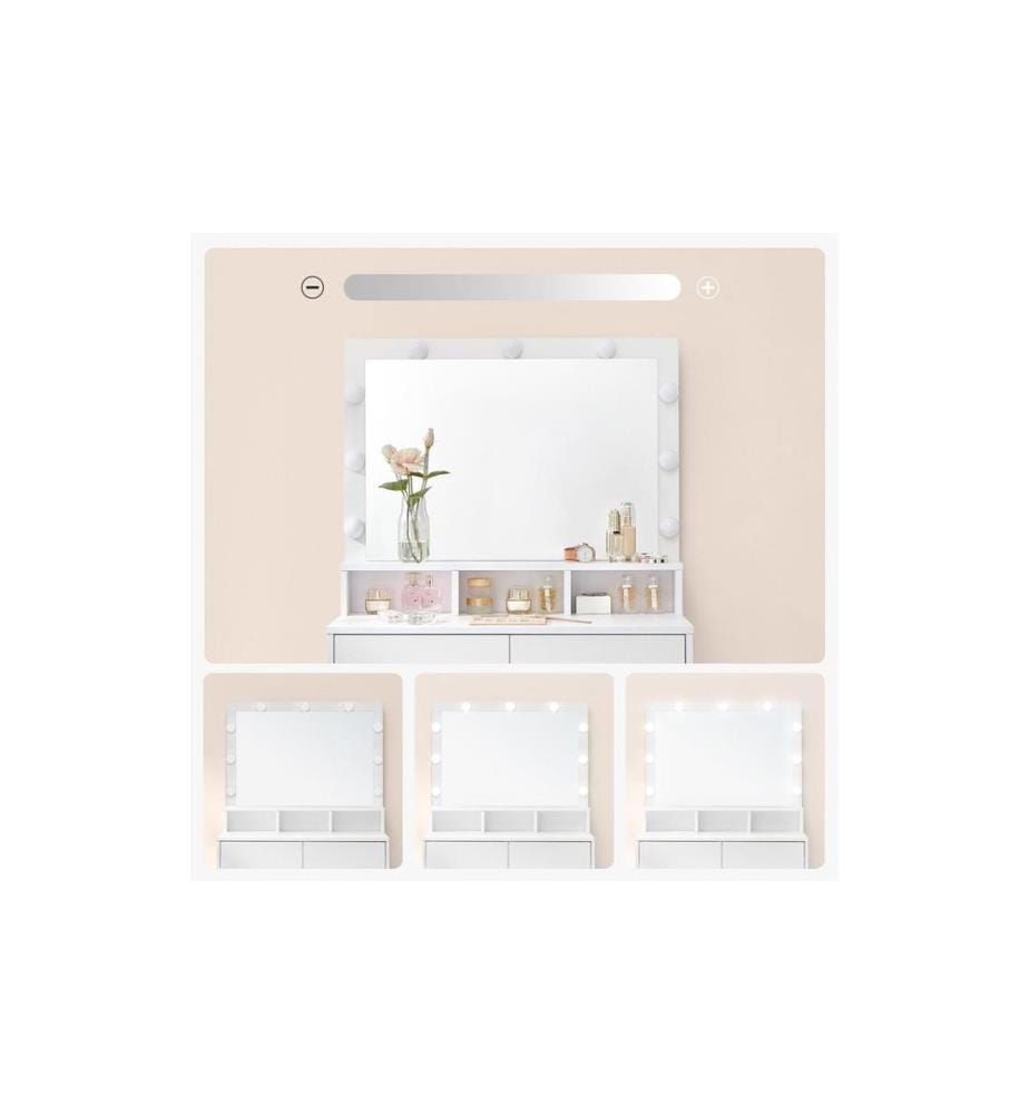 VASAGLE - Coiffeuse avec miroir 80 x 140 cm, Blanc