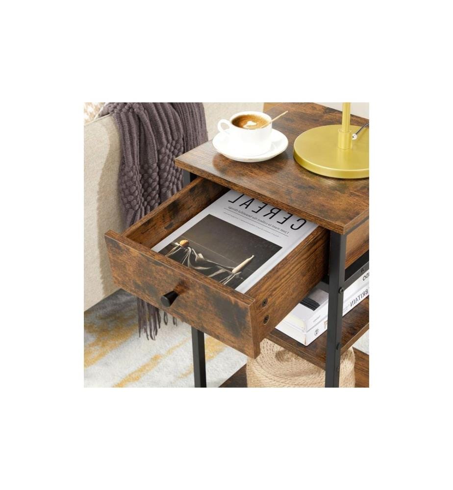 VASAGLE - Table de nuit 35 x 70 cm, Noir/Brun
