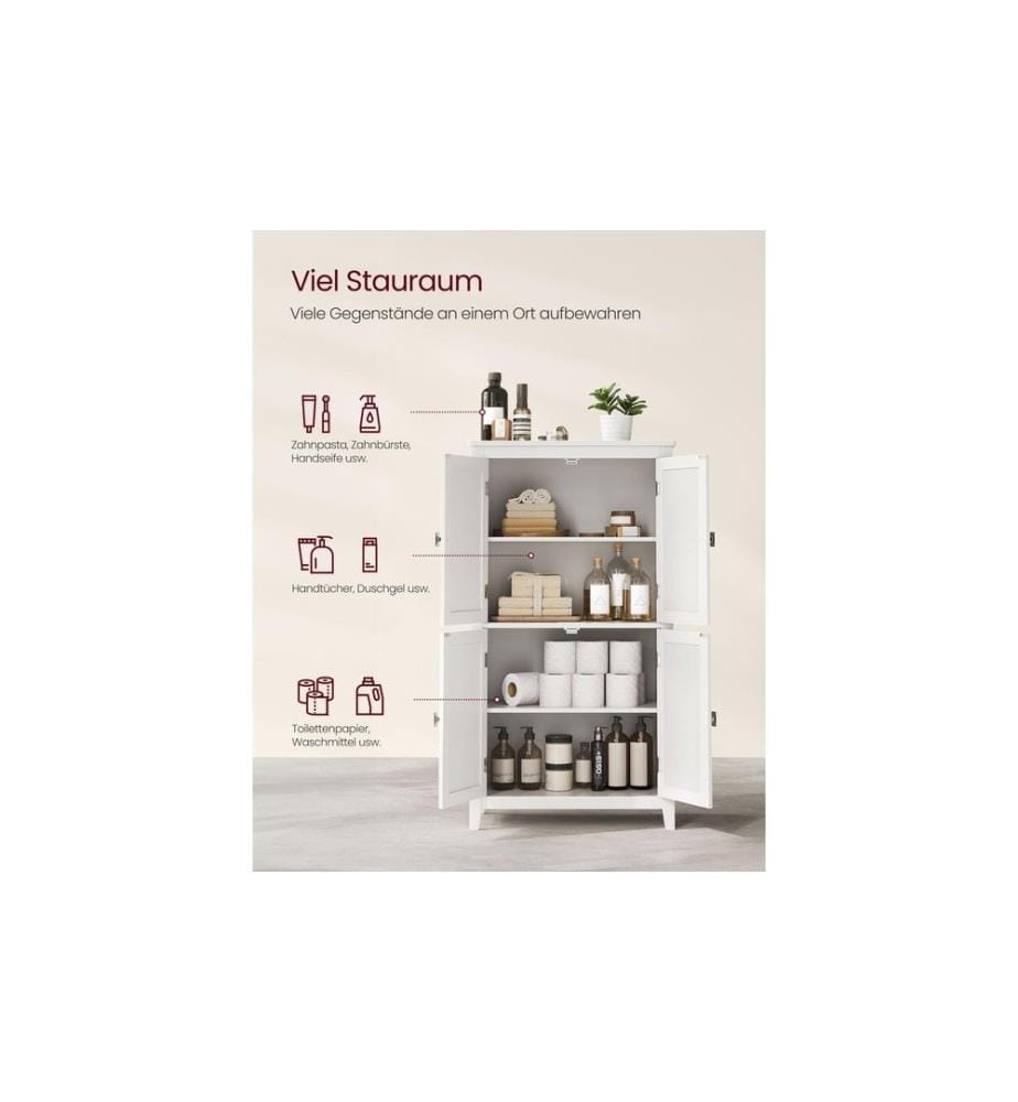 VASAGLE - Vitrine Landhausstil 60 x 110 cm, Weiss