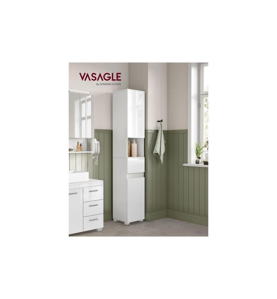VASAGLE - Badezimmerregal 30 x 170 cm, Weiss
