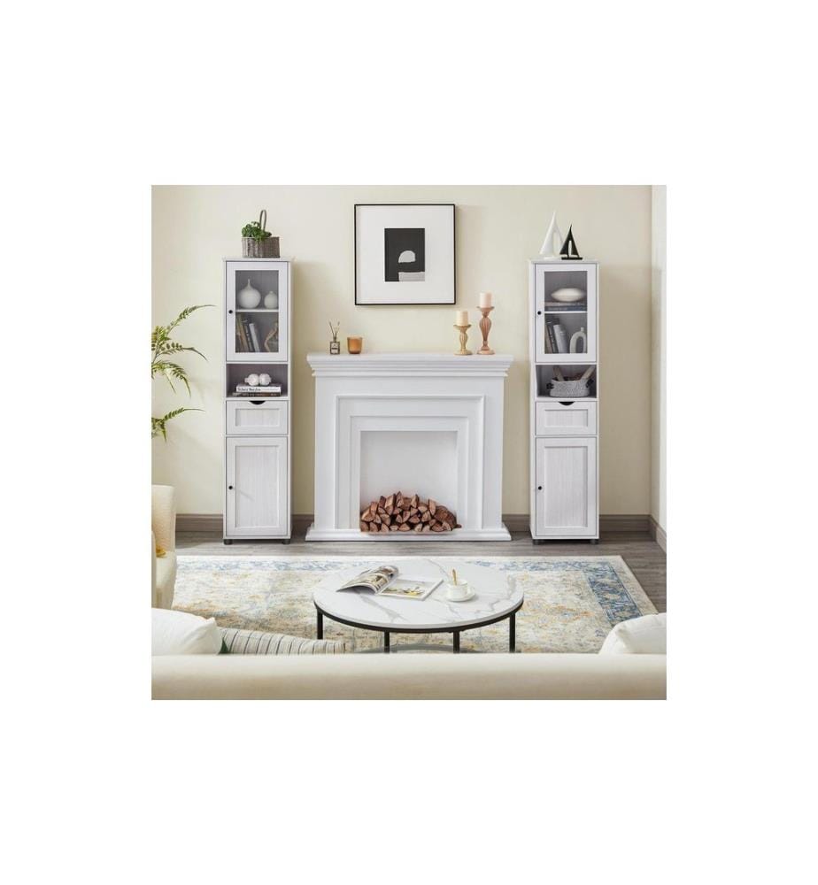 VASAGLE - Vitrine Style maison de campagne 40 x 165 cm, Blanc