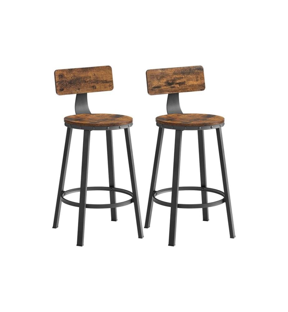 VASAGLE - Barhocker aus Holzpanplatte, 2er Set 49.5 x 63 cm, Braun