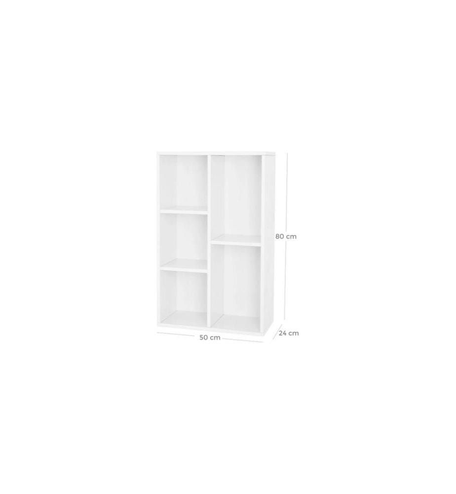 VASAGLE - Étagère 5 étagères 50 x 80 cm, Blanc