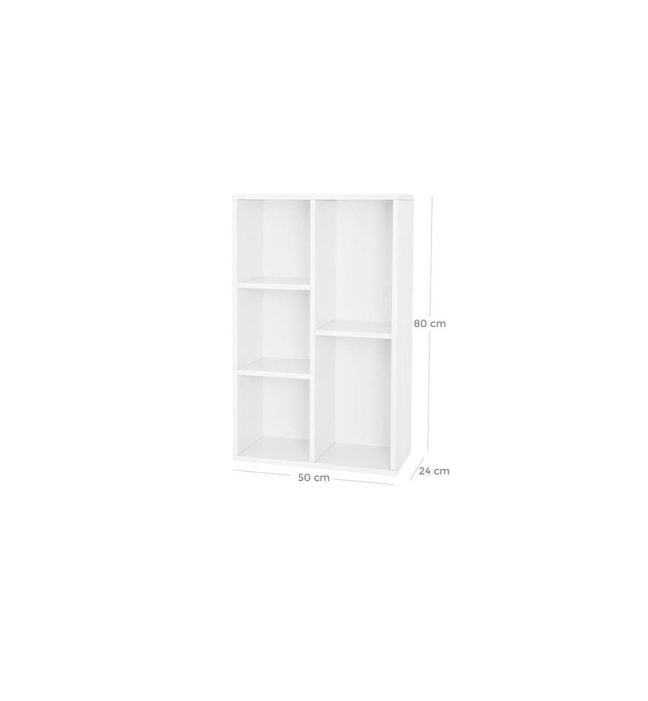 VASAGLE - Étagère 5 étagères 50 x 80 cm, Blanc