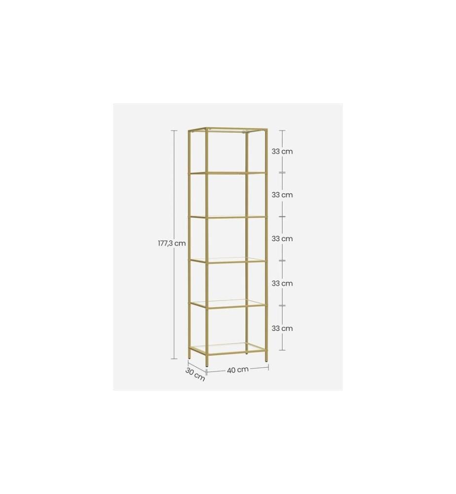 VASAGLE - Regal 5 Ablagen 40 x 177.3 cm, Gold