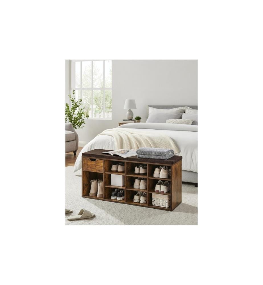 VASAGLE - Meuble à chaussures avec coussin 104 x 48 cm, Brun