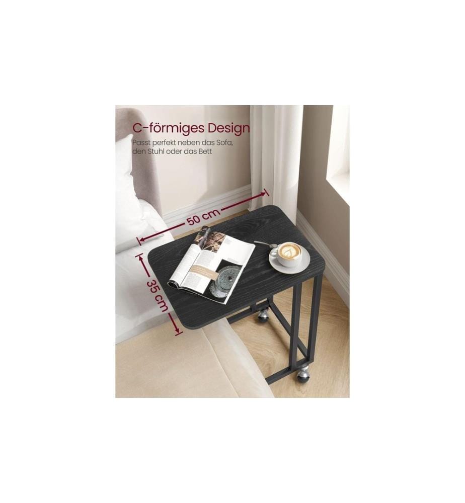 VASAGLE - Beistelltisch mit Rollen 35 x 60 cm, Schwarz