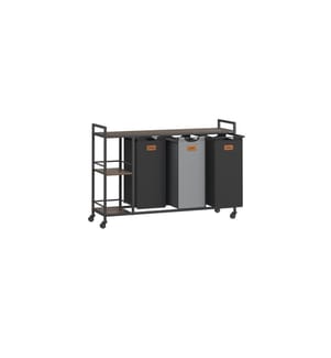 VASAGLE - Wäschekorb  3 x 50 l, Schwarz / Grün