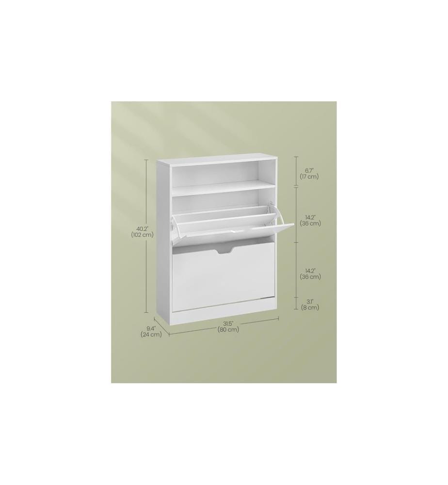 VASAGLE - Schuhschrank 80 x 24 x 102 cm, Weiss