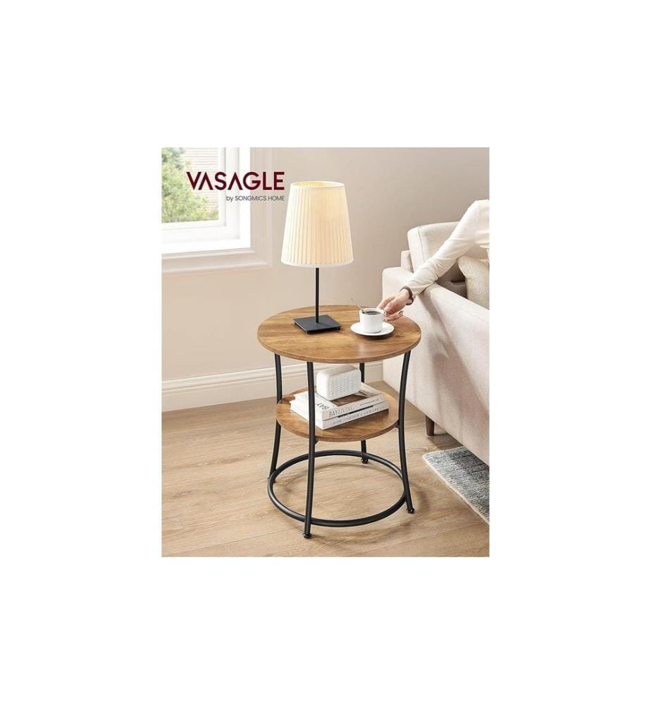 VASAGLE - Table d'appoint 54 x 55 cm, brun noyer / noir