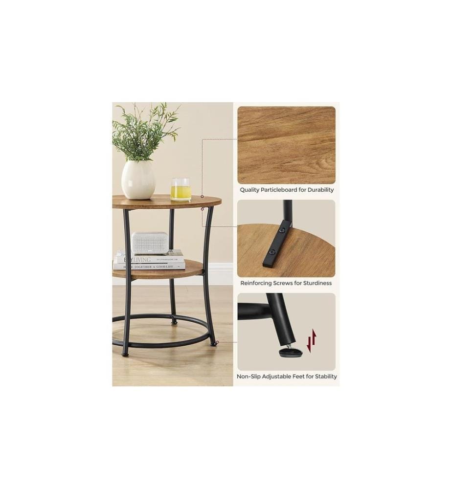 VASAGLE - Table d'appoint 54 x 55 cm, brun noyer / noir