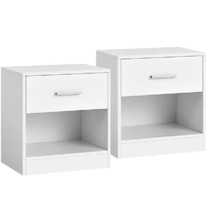 VASAGLE - Nachttisch 39 x 27.6 x 41 cm, Weiss, 2er Set