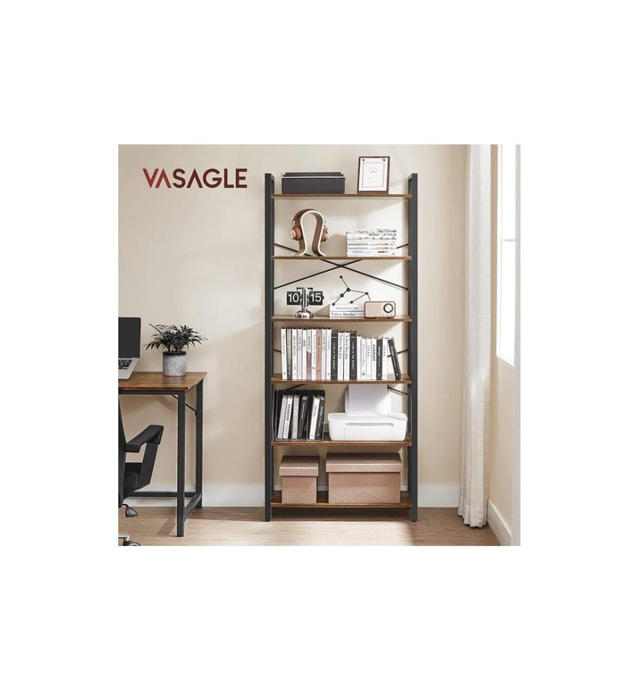 VASAGLE - Étagère 80 x 30 x 184.3 cm, brun vintage / noir