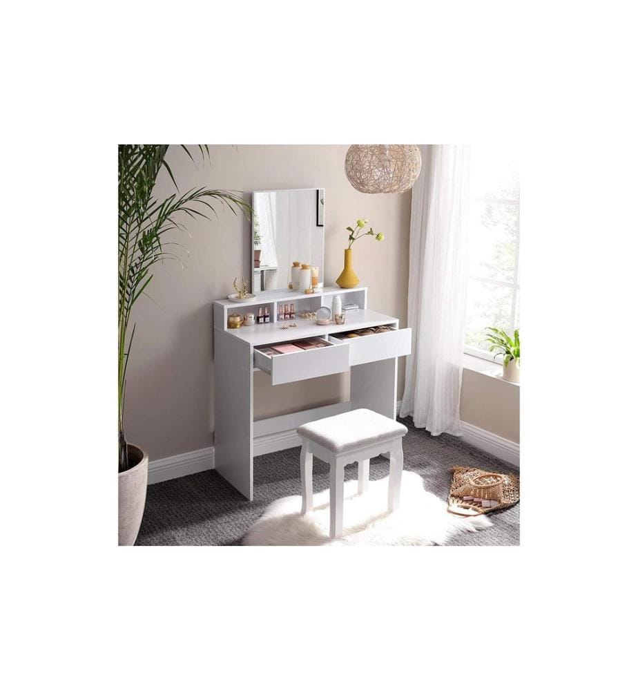 VASAGLE - Coiffeuse 80 x 40 x 140 cm, blanc