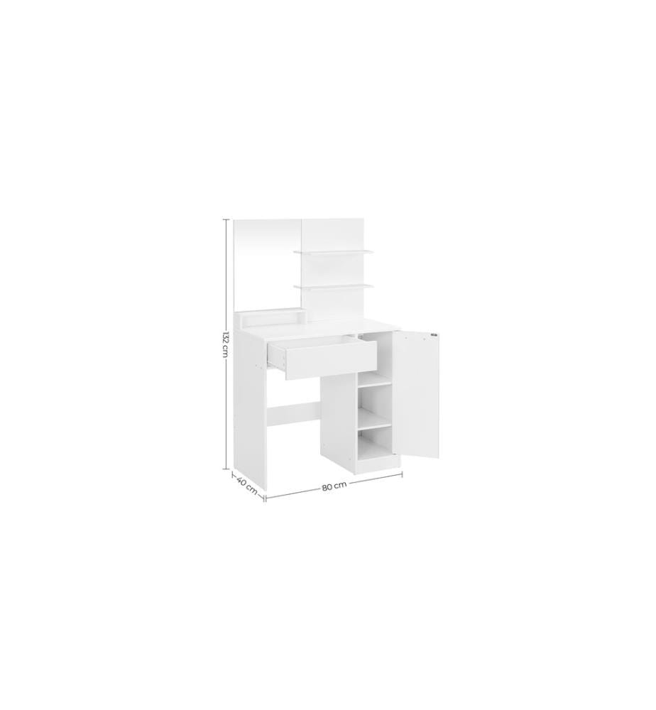 VASAGLE - Coiffeuse 80 x 40 x 132 cm, blanc