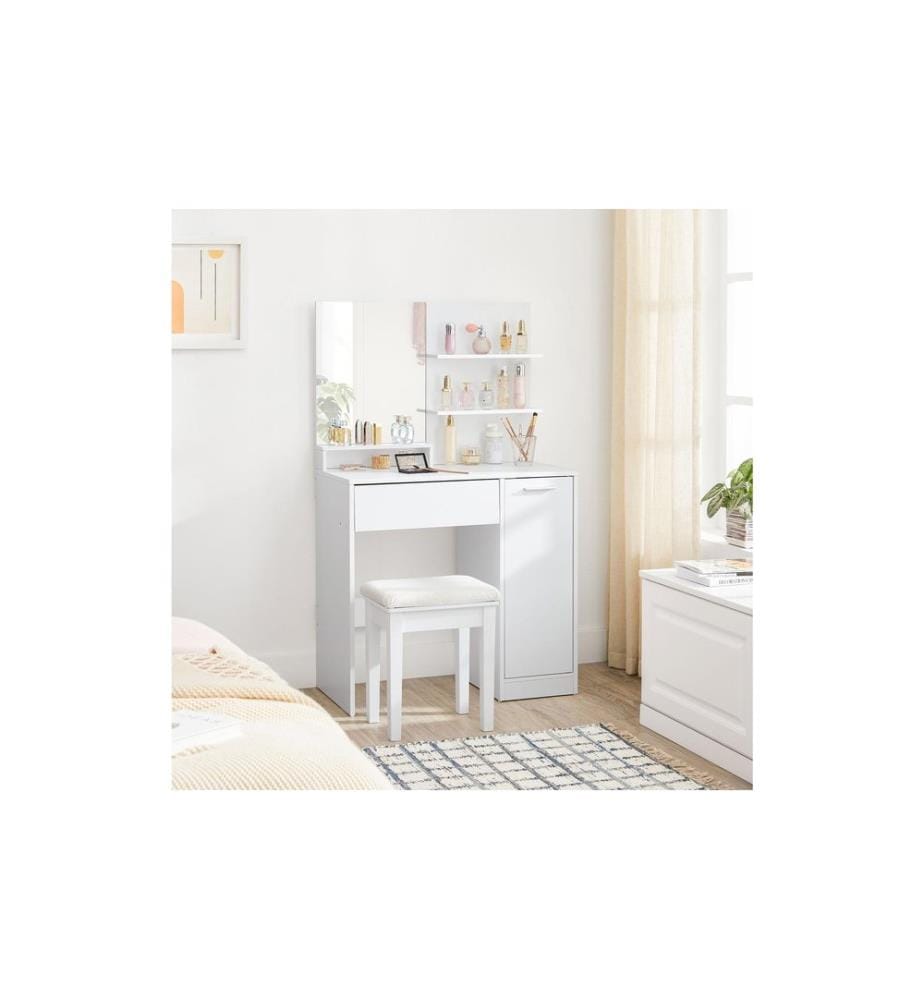 VASAGLE - Coiffeuse 80 x 40 x 132 cm, blanc