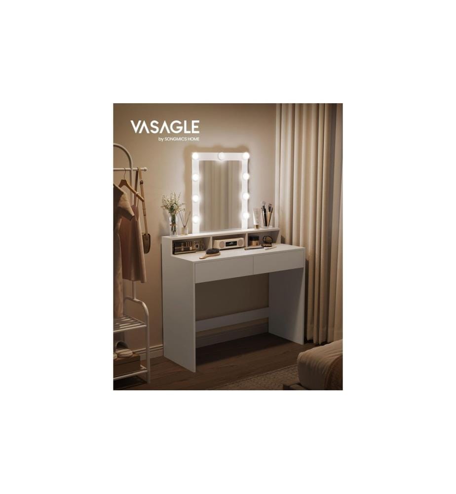VASAGLE - Coiffeuse 100 x 40 x 145 cm, blanc