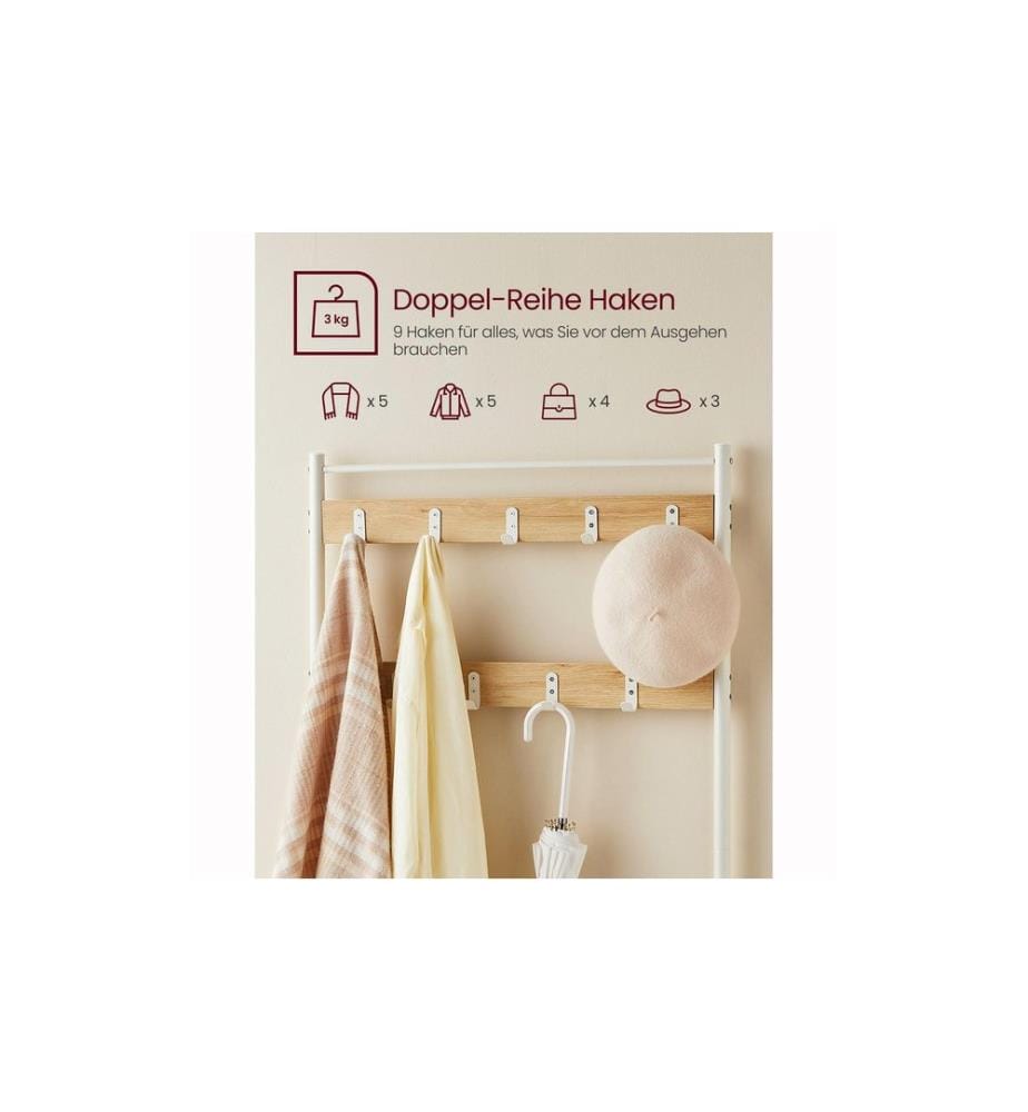 VASAGLE - Garderobe 32.5 cm x 175 cm, Weiss