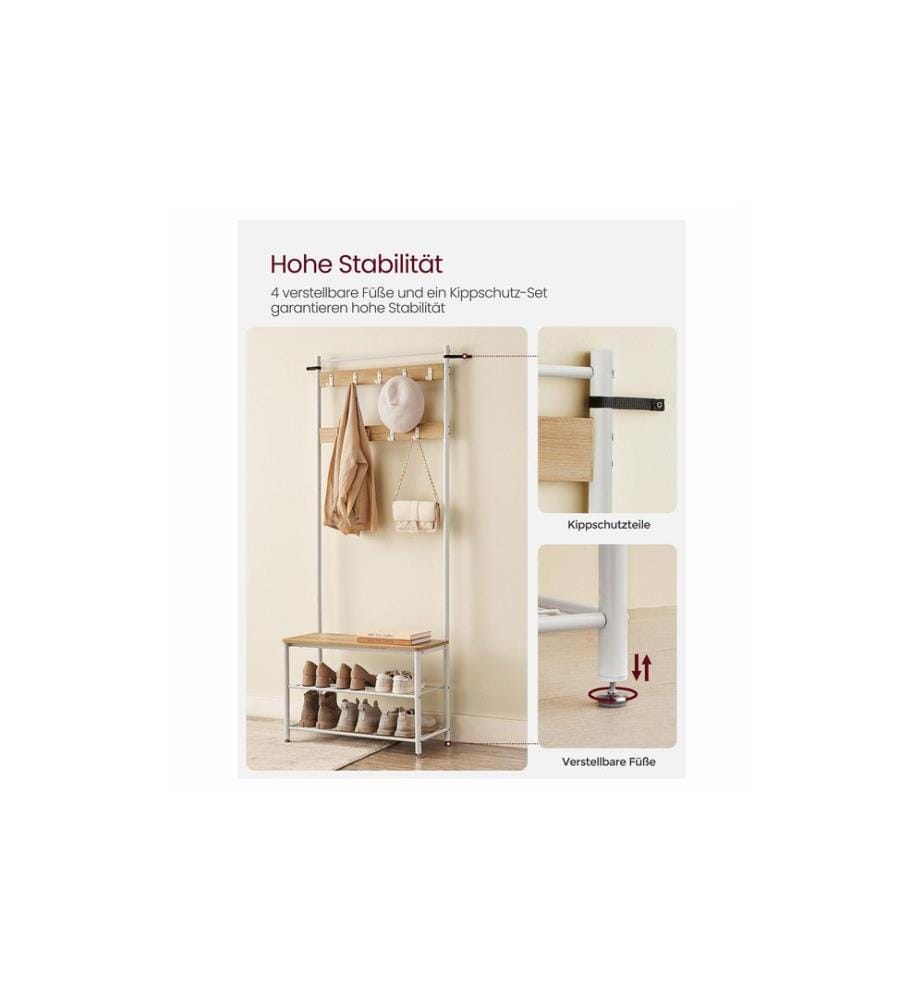 VASAGLE - Garderobe 32.5 cm x 175 cm, Weiss
