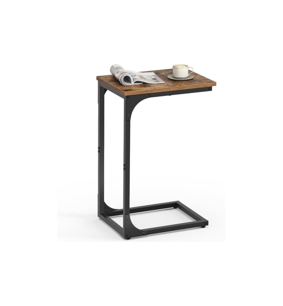 VASAGLE - Table d'appoint en forme de C 30 x 62 cm, Brun/Noir