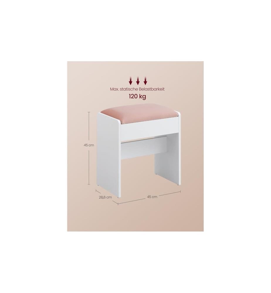 VASAGLE - Hocker Mitteldichte Holzfaserplatte (MDF)/Spanplatte, Weiss