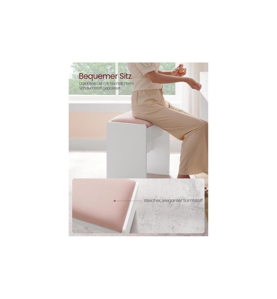 VASAGLE - Hocker Mitteldichte Holzfaserplatte (MDF)/Spanplatte, Weiss