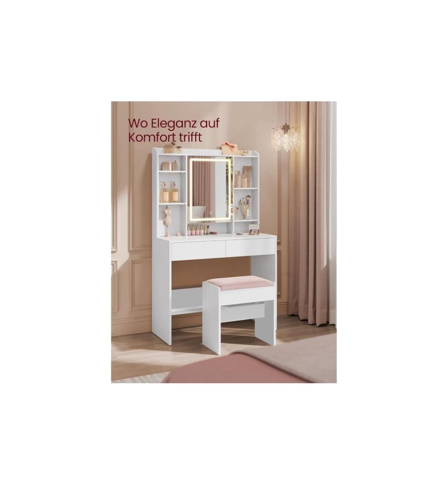 VASAGLE - Hocker Mitteldichte Holzfaserplatte (MDF)/Spanplatte, Weiss