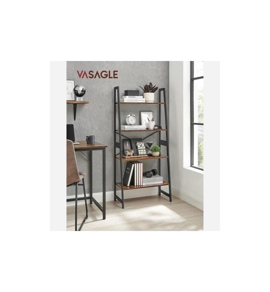 VASAGLE - Étagère avec 4 étagères Noir/Brun