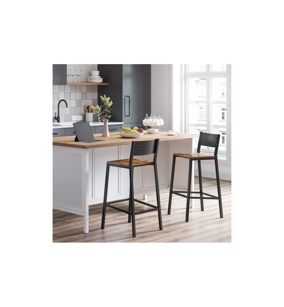 VASAGLE - Barhocker 2 Stück 43.1 x 97.2 cm, Schwarz/Braun