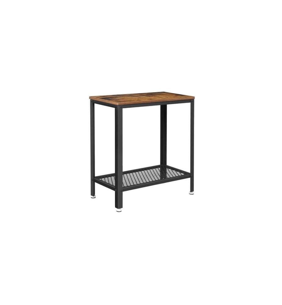 VASAGLE - Couchtisch mit Ablage 60 x 60 cm, Schwarz/Braun