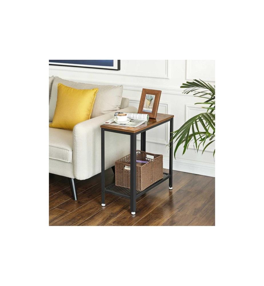 VASAGLE - Couchtisch mit Ablage 60 x 60 cm, Schwarz/Braun