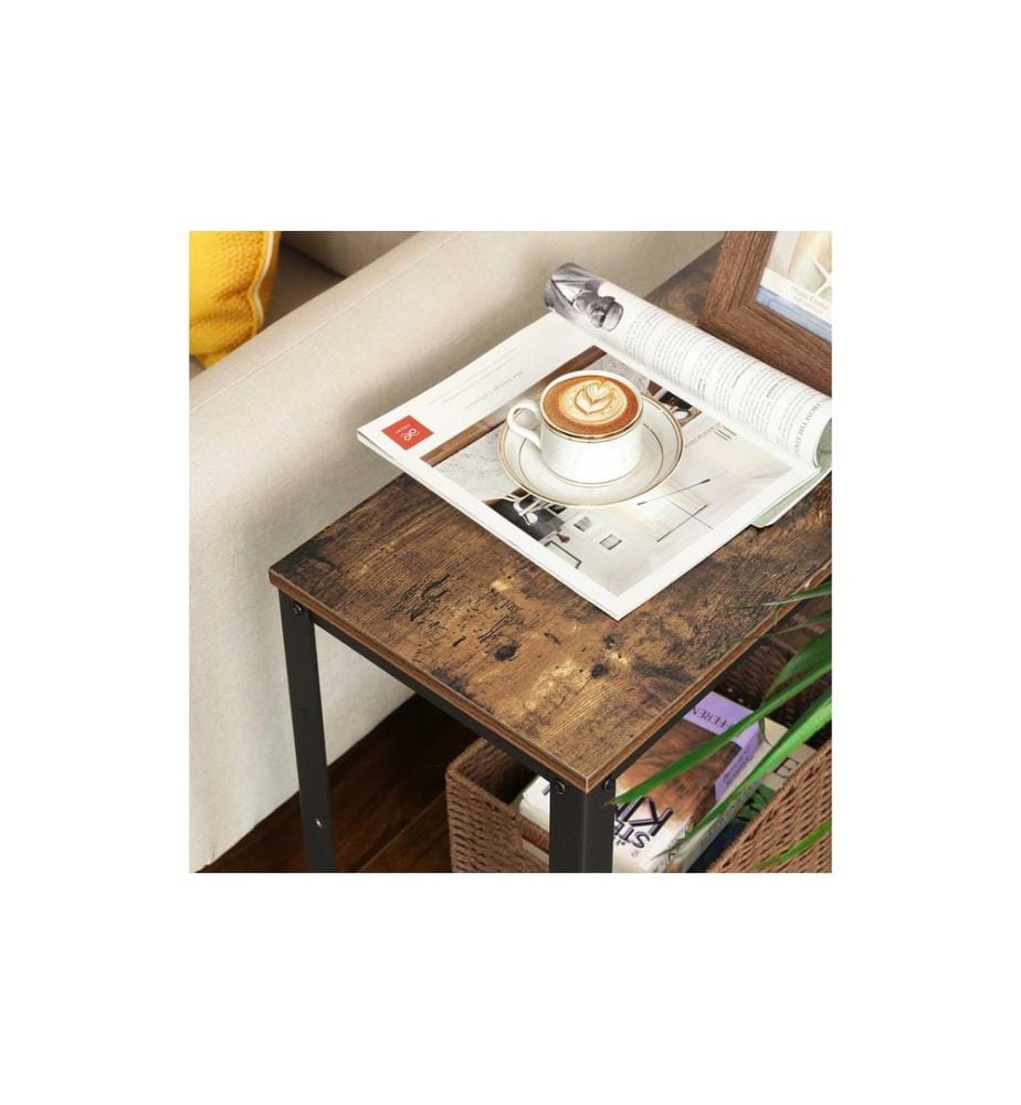 VASAGLE - Couchtisch mit Ablage 60 x 60 cm, Schwarz/Braun
