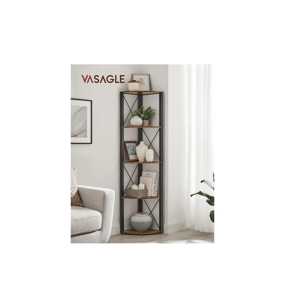 VASAGLE - Regal mit 5 Ebenen Schwarz/Braun