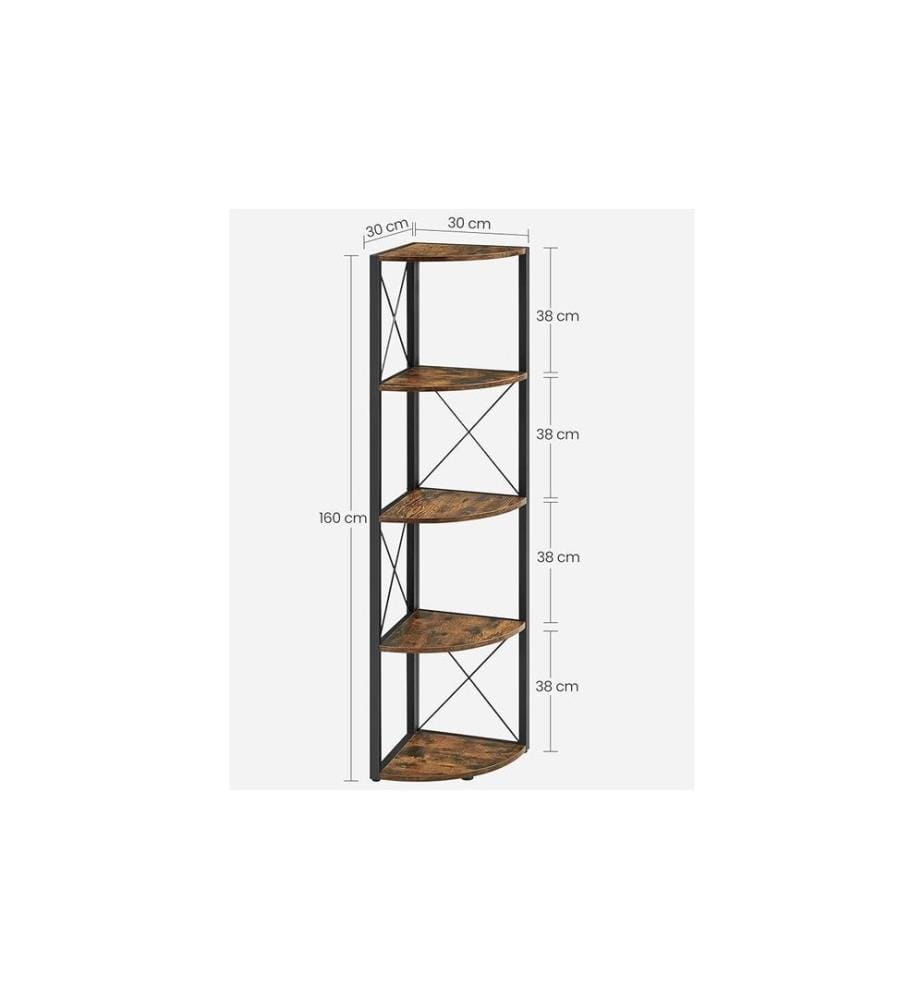 VASAGLE - Regal mit 5 Ebenen Schwarz/Braun