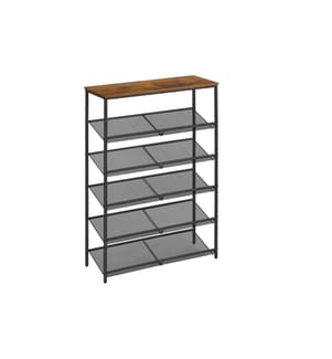 VASAGLE - Schuhregal Industrial 28 x 114 cm, Schwarz