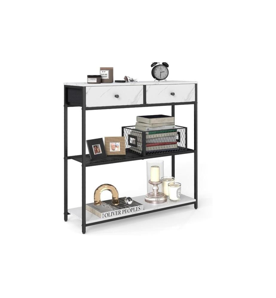 VASAGLE - Table console 24 x 79.9 cm, Blanc/Noir