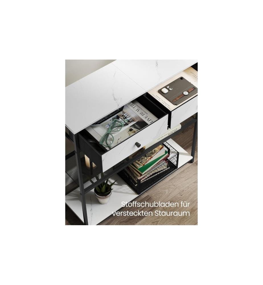 VASAGLE - Table console 24 x 79.9 cm, Blanc/Noir