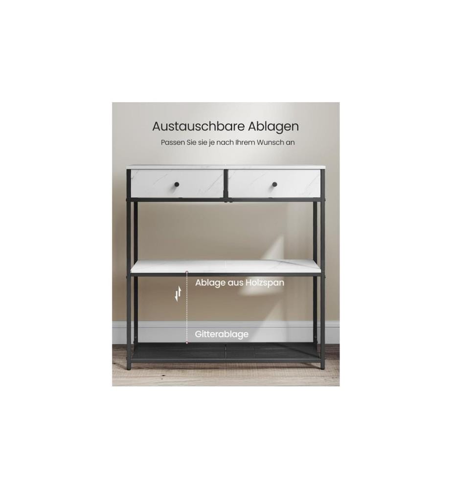 VASAGLE - Table console 24 x 79.9 cm, Blanc/Noir
