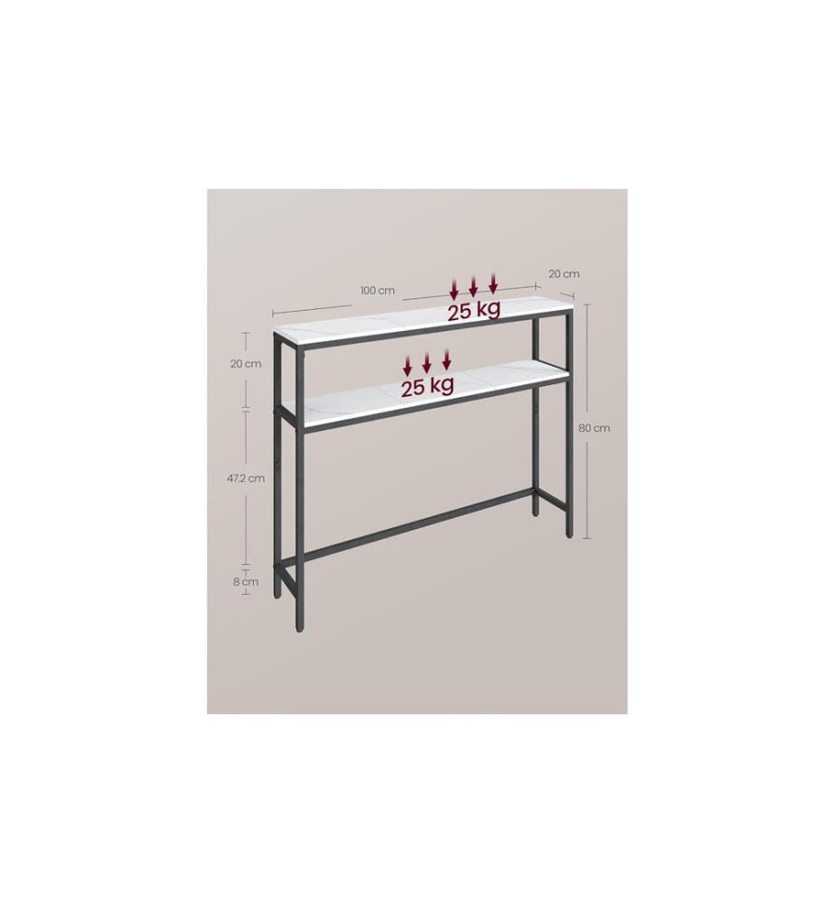 VASAGLE - Konsolentisch 100 x 80.5 cm, Weiss