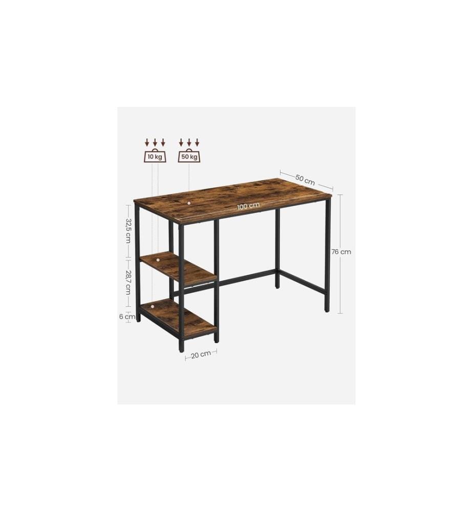 VASAGLE - Tisch Braun/Schwarz 100 x 50 cm