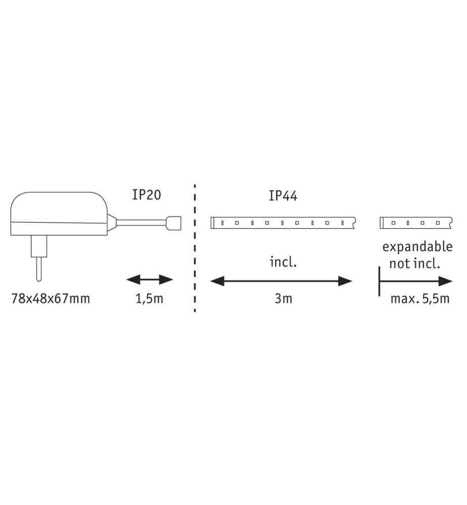 PAULMANN - Ruban à LED MaxLED 250 2700 K, 3 m Ensemble de base