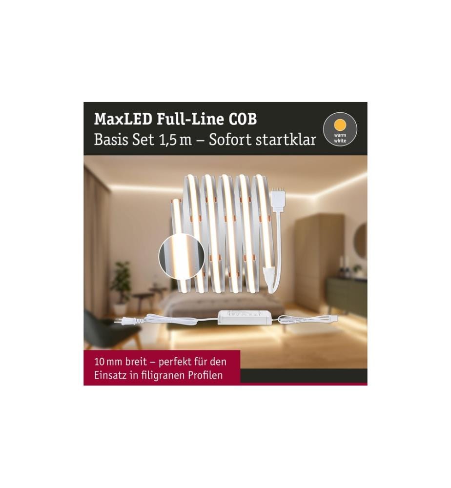 PAULMANN - LED-Stripe MaxLED 500 Basis Set COB, 2700 K, 1.5 m, Silber