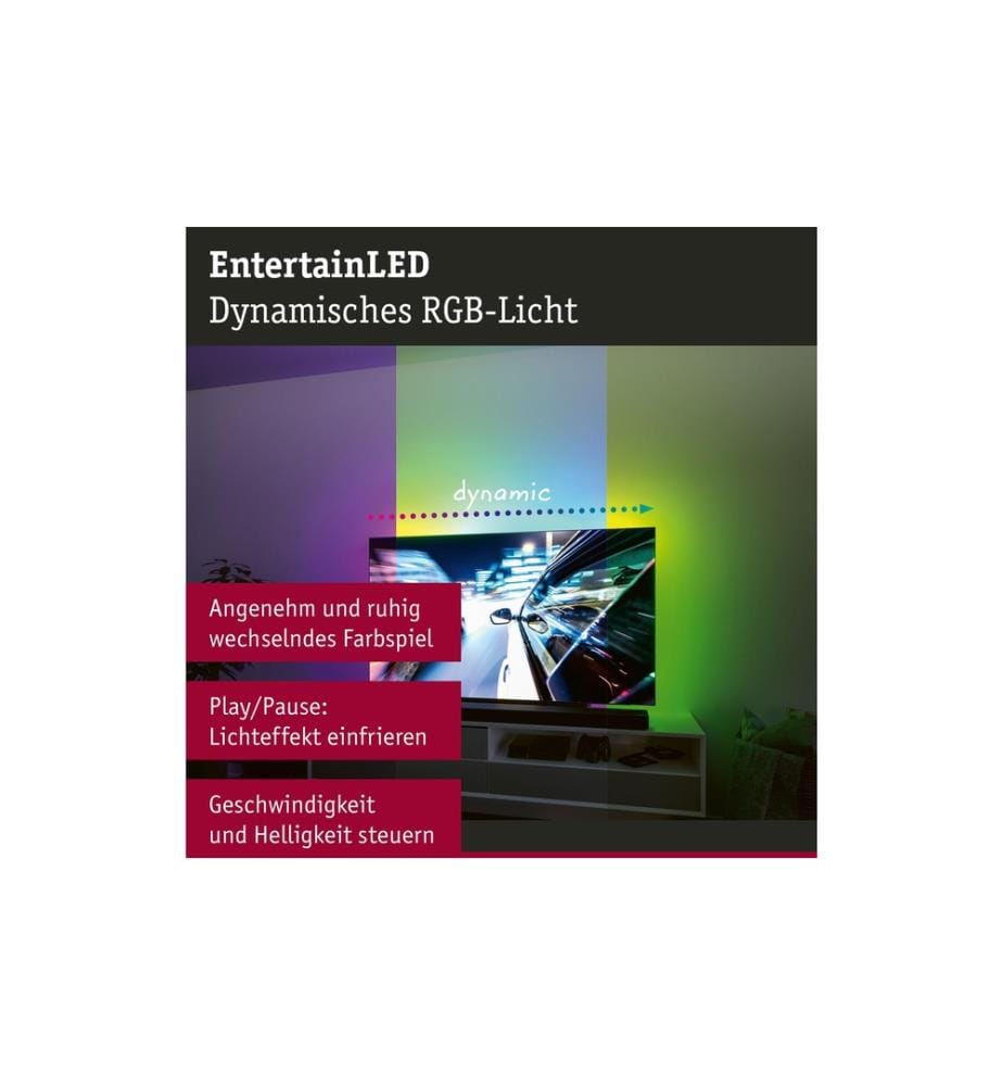 PAULMANN - EntertainLED USB Strip Éclairage TV RGB+, 65