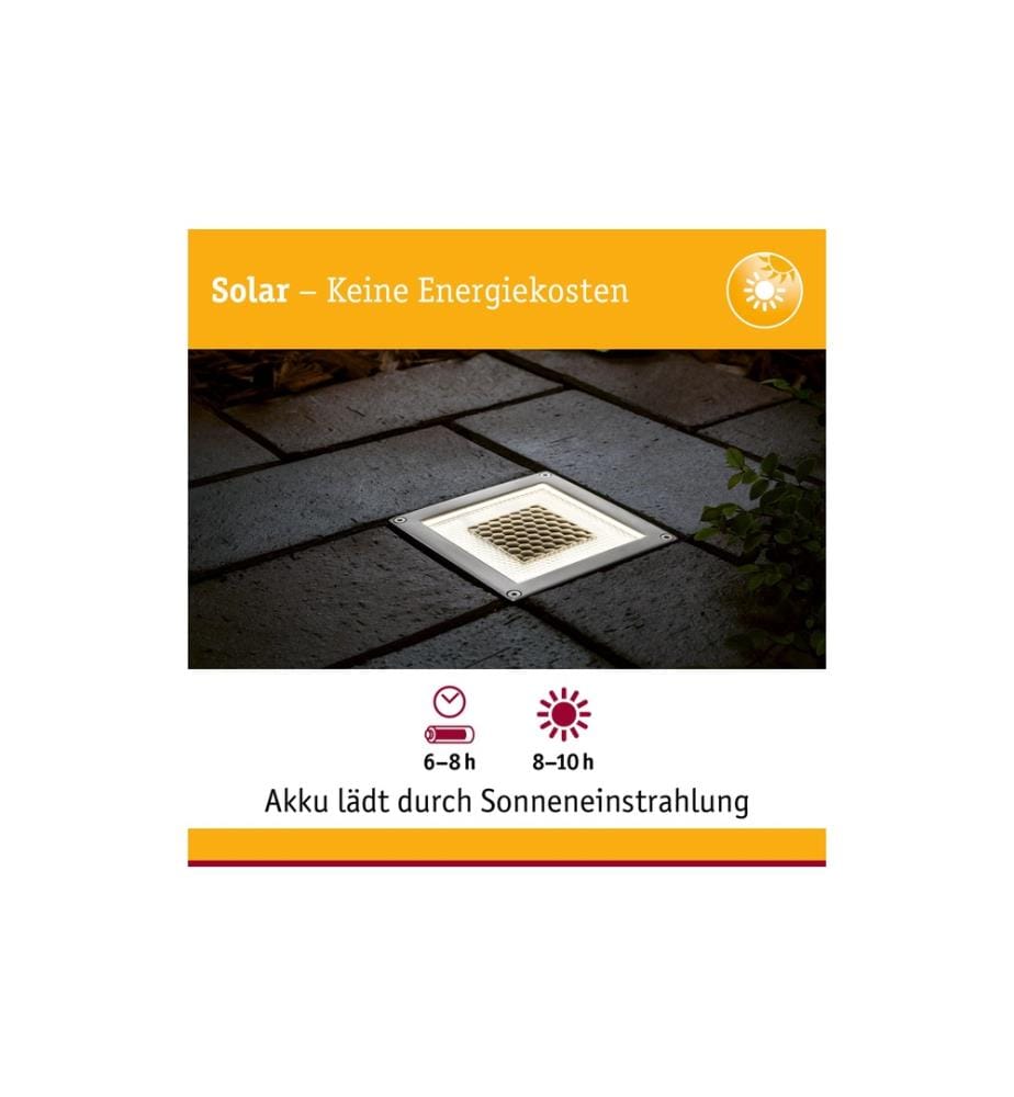 PAULMANN - Wegeleuchte LED Solar Cube, 0.24W, 2700K, Edelstahl
